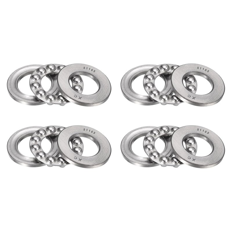 HIPICCO Thrust Ball Bearings, 4pcs 51105 Plane Axial Ball Bearing 3-in-1, 25mm x 42mm x 11mm Chrome Steel ABEC3 Single Row Roller - Image 1